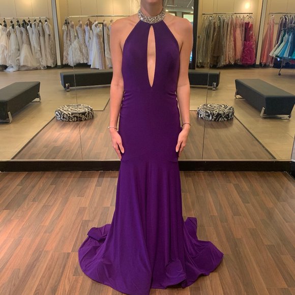 Jewel Halter, key hole, mermaid with ruching back - Picture 1 of 2